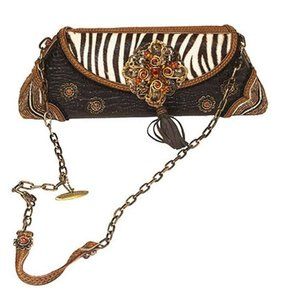 Mary Frances Leather & Zebra Print Baguette